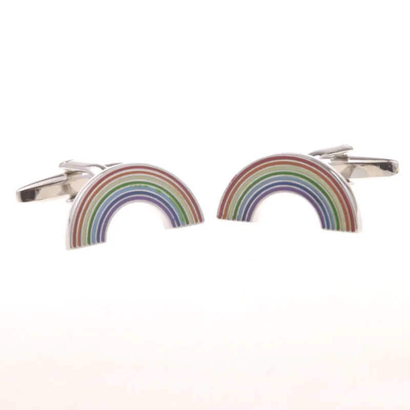 Эмаль Запонки мужские красочные запонки в виде радуги бизнес для французских