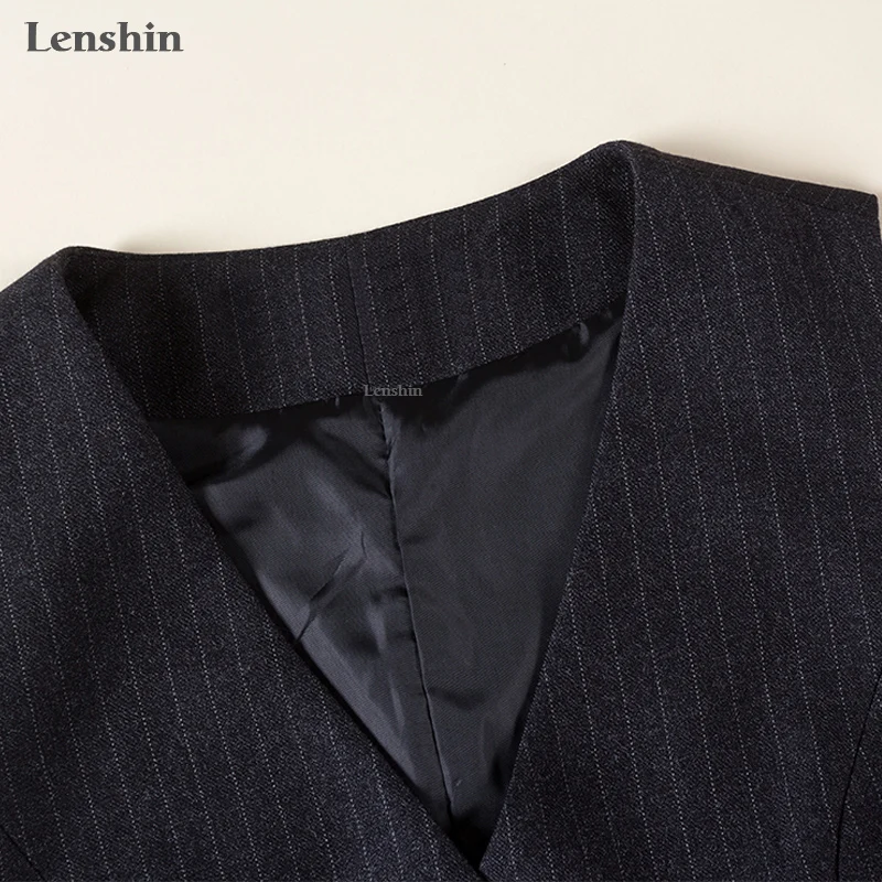 Lenshin комплект из 2 предметов высококачественная ткань формальный полосатый жилет костюм жилет женский пуховик Куртки Офисная Женская Деловая одежда