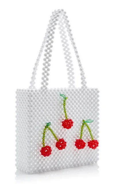 white cherry С украшением в виде кристаллов акриловые бусины сумка ручной работы женская сумка-тоут вишня, Разноцветные полосатые носки Бисер Сумка-конверт ежедневные вечерние кошелек для девочек, сумка для домашних животных - Цвет: white cherry