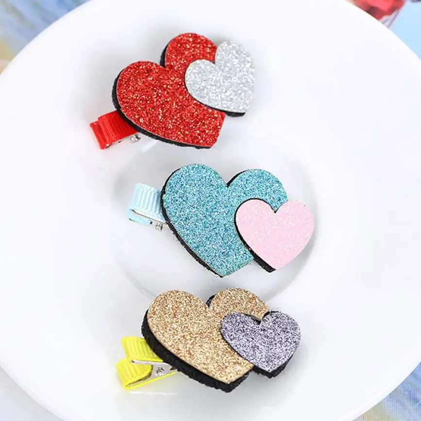 2Pcs Baby Girls Toddler Infant Kids Heart Pattern Hairpin Hair Clip Accessories Girls Flower Popular Fashion Cute Wholesale#YY