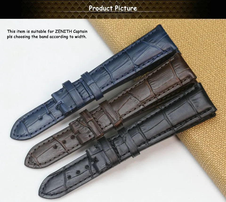Pesno 20 мм телячьей кожи Топ Слои кожи watchstrap черный, темно-коричневый, темно-синий Смотреть Band Для мужчин часы аксессуар для зенит
