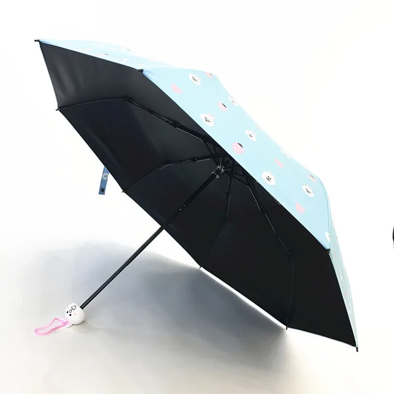 Too Parasol Fold Sunny Umbrella Dual Purpose Korean Small Fresh Woman Defence Ultraviolet Rays Sunshade Black Plastic | Дом и сад