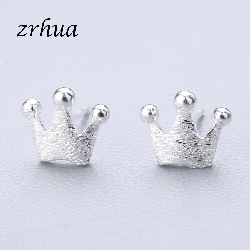 crown ZRHUA 925 пробы серебряные сплайсинга милые серьги-гвоздики с животными для женщин повседневные Девушки Brincos личность Стерлинговое Серебро-ювелирные изделия - Окраска металла: crown