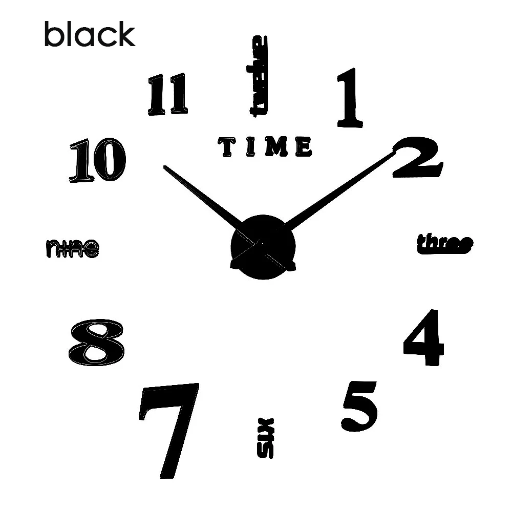 clock 2black Настенные часы современный дизайн часы цифровые большие 3D DIY домашний декор светящиеся зеркальные наклейки Мода Новое поступление - Color: clock 2black