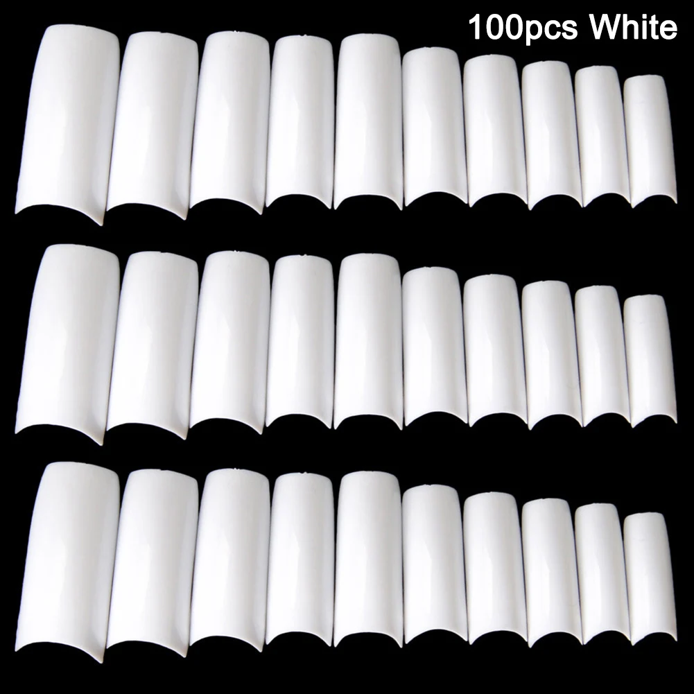 100pcs White 100/500 шт ногтей половинные французские накладные ногти для дизайна ногтей, акриловые УФ-гелевые маникюрные наконечники@ ME88 - Цвет: 100pcs White