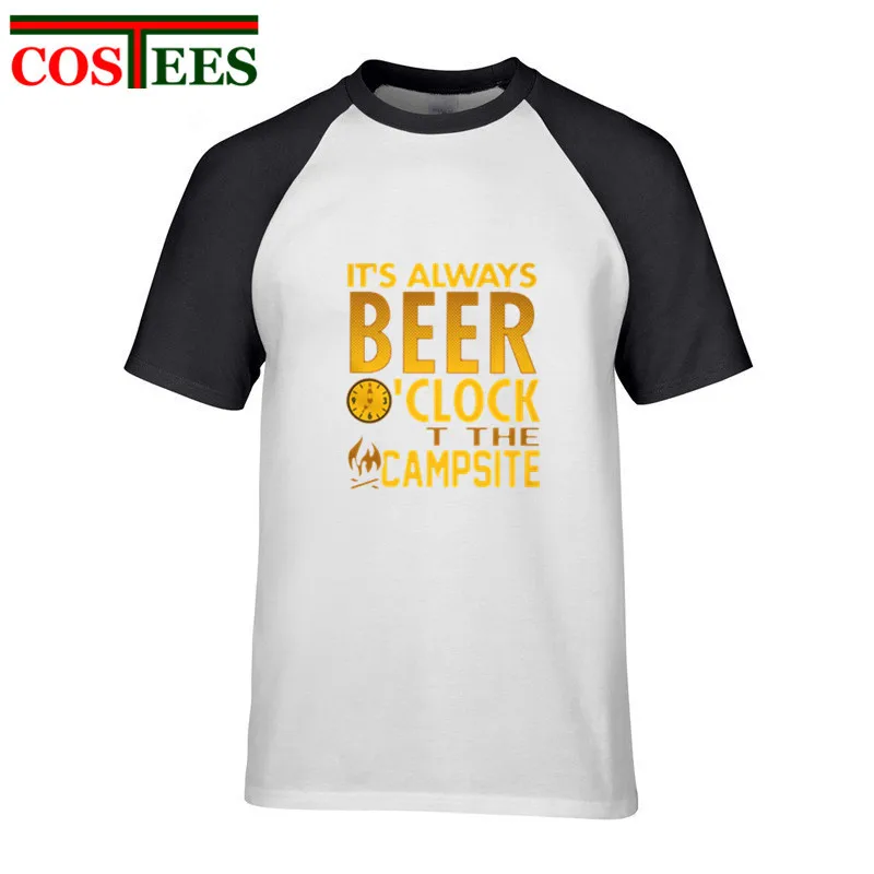Крутая мужская летняя стильная футболка для кемпинга с надписью Beer hours humor