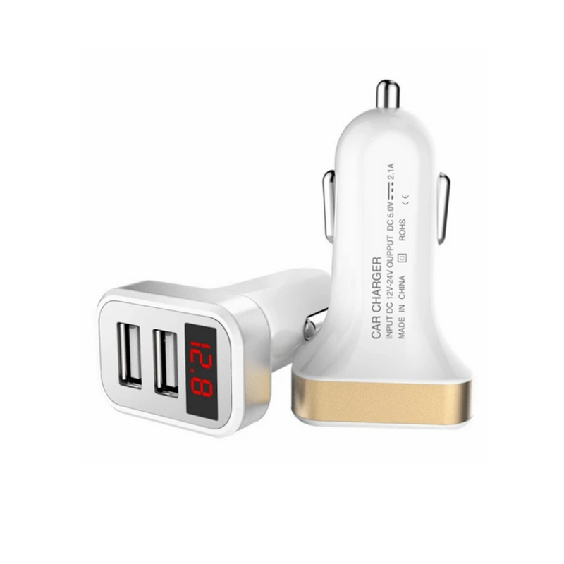 2.1A двойной USB Автомобильное зарядное устройство вольтметр 2 порта ЖК дисплей 12 24 в
