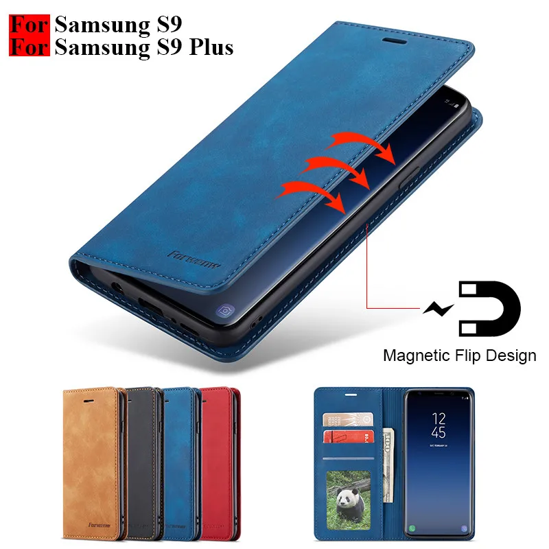 Чехол-книжка для samsung Galaxy S9 Plus, Магнитный чехол для телефона, чехол для samsung S9, кожаный чехол-бумажник для samsung S 9 Plus, чехол