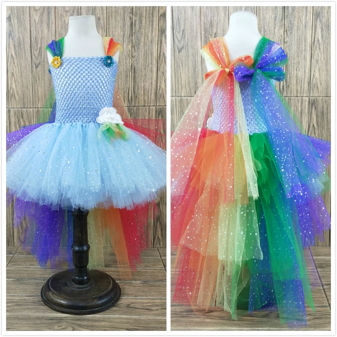 

POSH DREAM Unicorn Easter Shining Evening Kids Girls Dresses Princess Unicorn Cosplay Children Kids Tutu Dress with Train Tulle