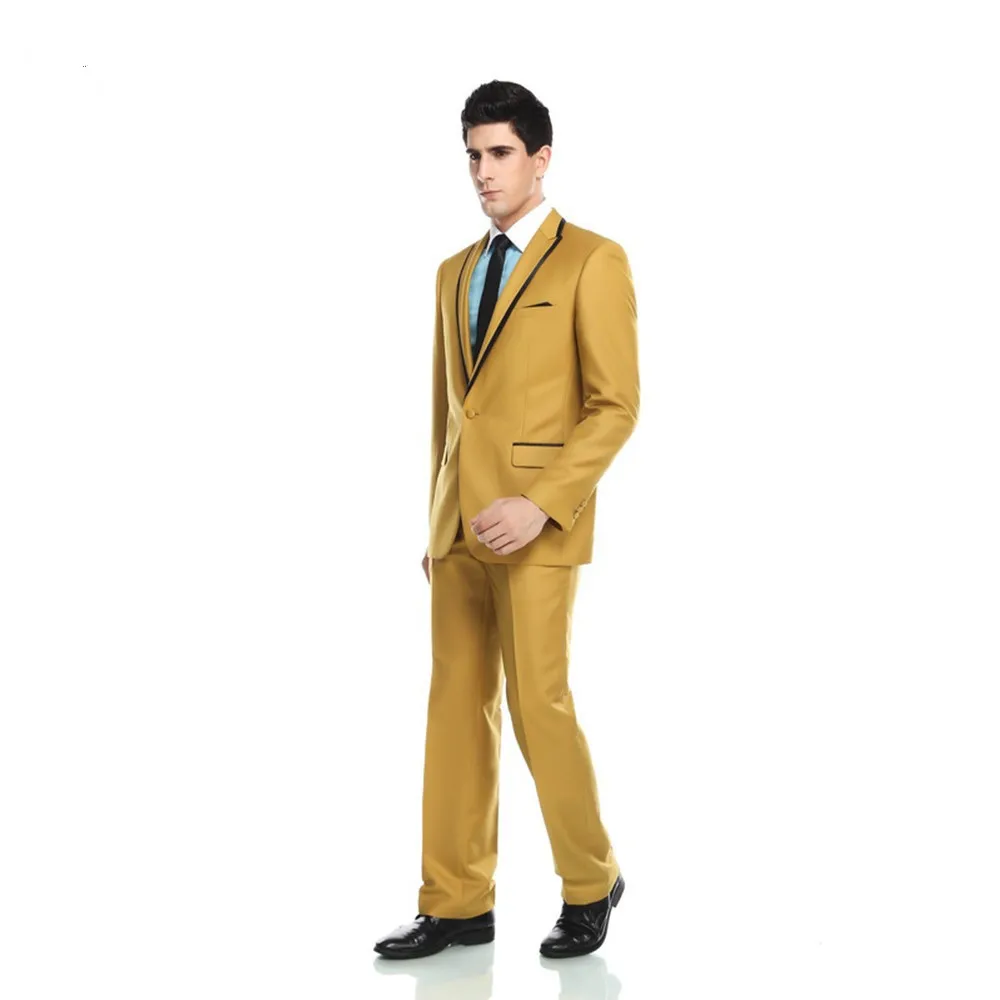 Новинка 2017 дизайнерский желтый мужской костюм Terno облегающие костюмы для жениха