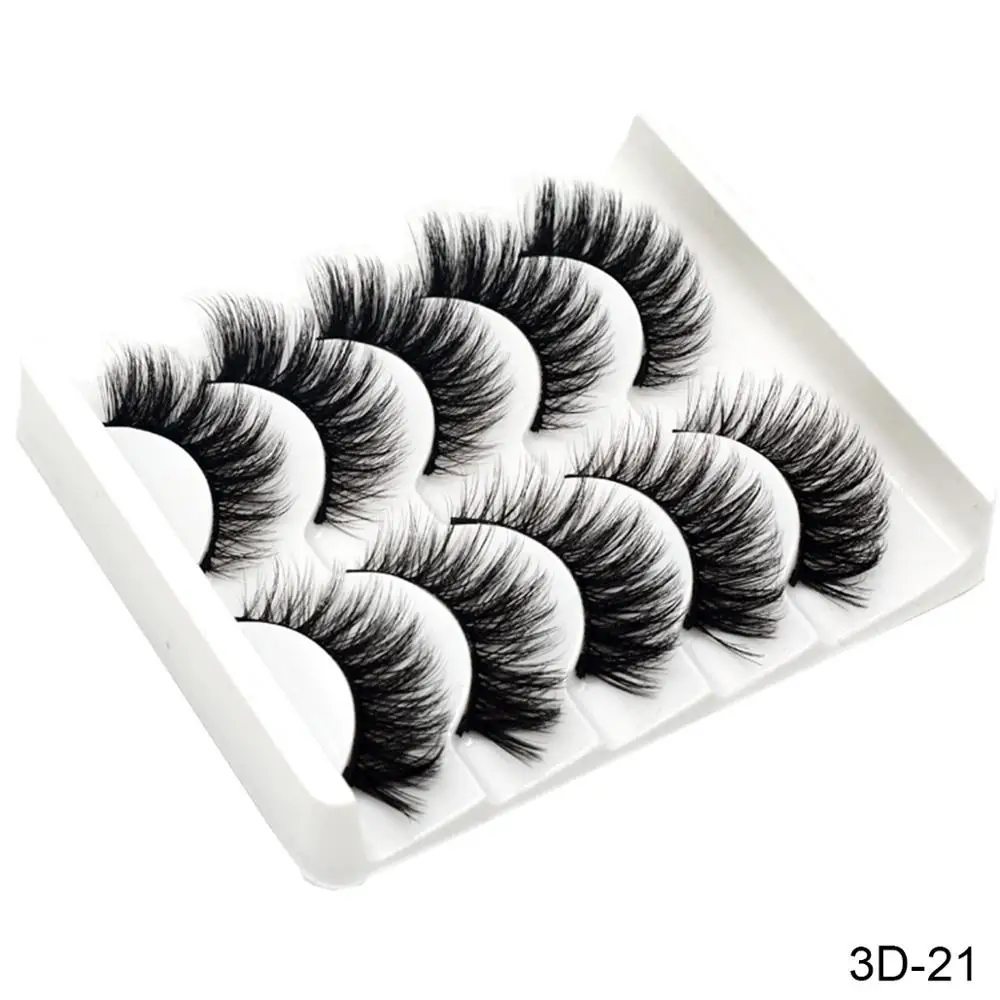 SEXYSHEEP 5 пар 3D Искусственные норковые ресницы длинные ресницы Wispy макияж инструменты для наращивания красоты Wimpers 13 видов стилей - Цвет: 3D-21