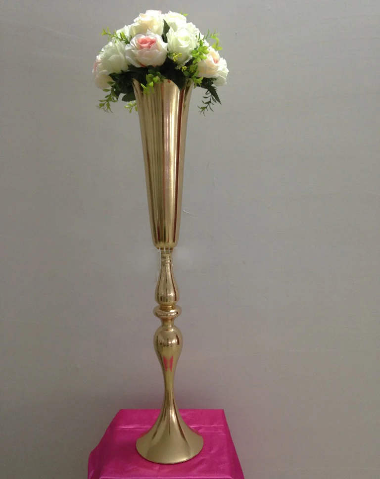 

New Style tall 88cm 34.7inch 8pcs/lot fast shipment gold wedding party road led decoration centerpiece vase