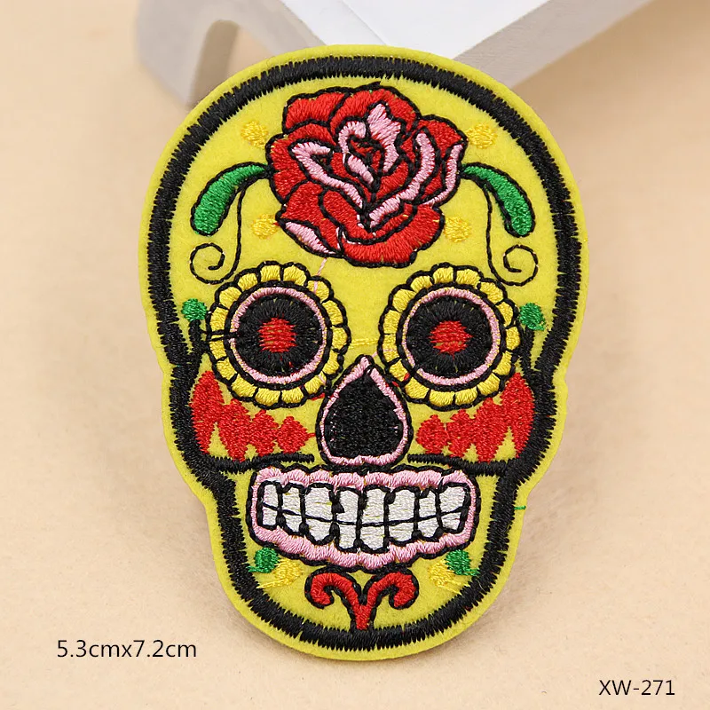 Патчи PGY с вышивкой черепа в стиле панк-рок различные стили патчи цветами розами