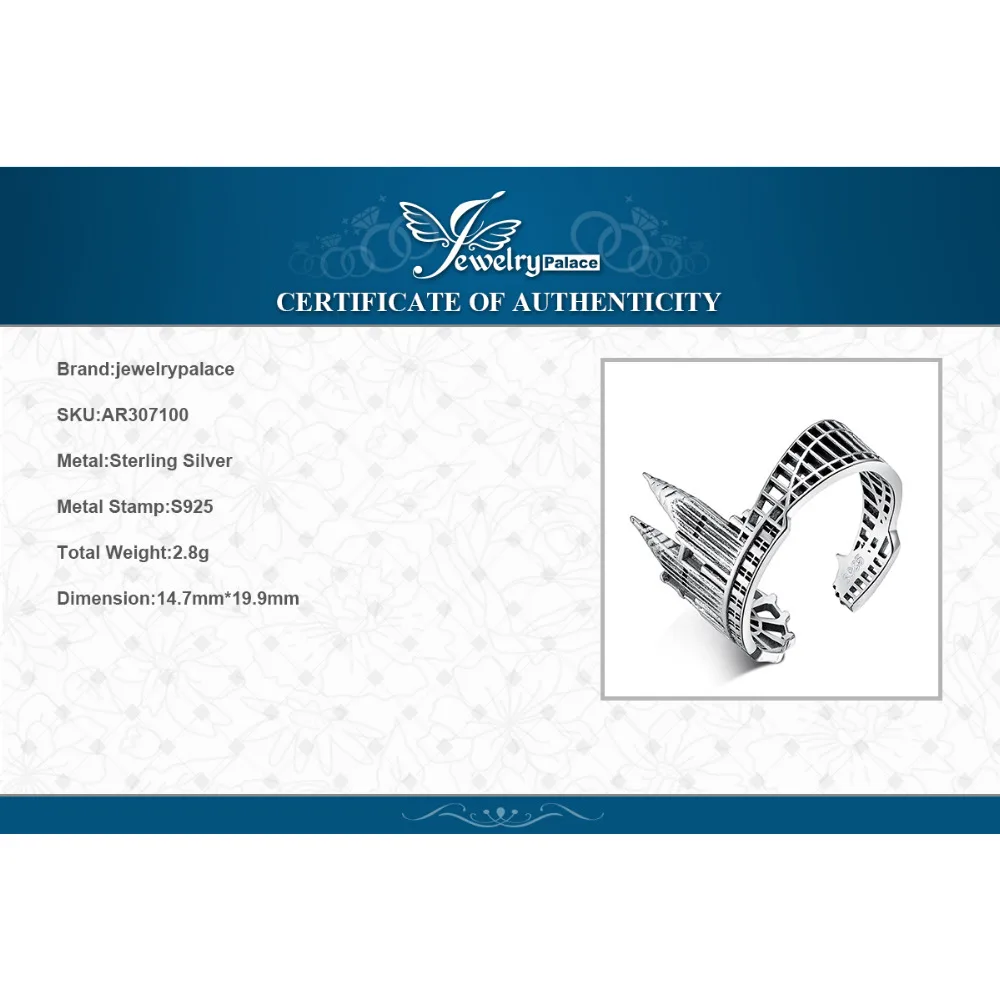 JewelryPalace Twin Towers Rings 925 Sterling Silver for Women Open Stackable Ring Band Jewelry Fine | Украшения и аксессуары