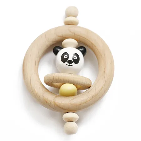 Panda Rattle Давайте сделаем Детские Прорезыватели, развивающие игрушки, 1 шт., погремушка, панда, кольца, пищевой цветок, неровные бусины, ПВХ, бесплатные деревянные заготовки, колокольчик - Цвет: Panda Rattle