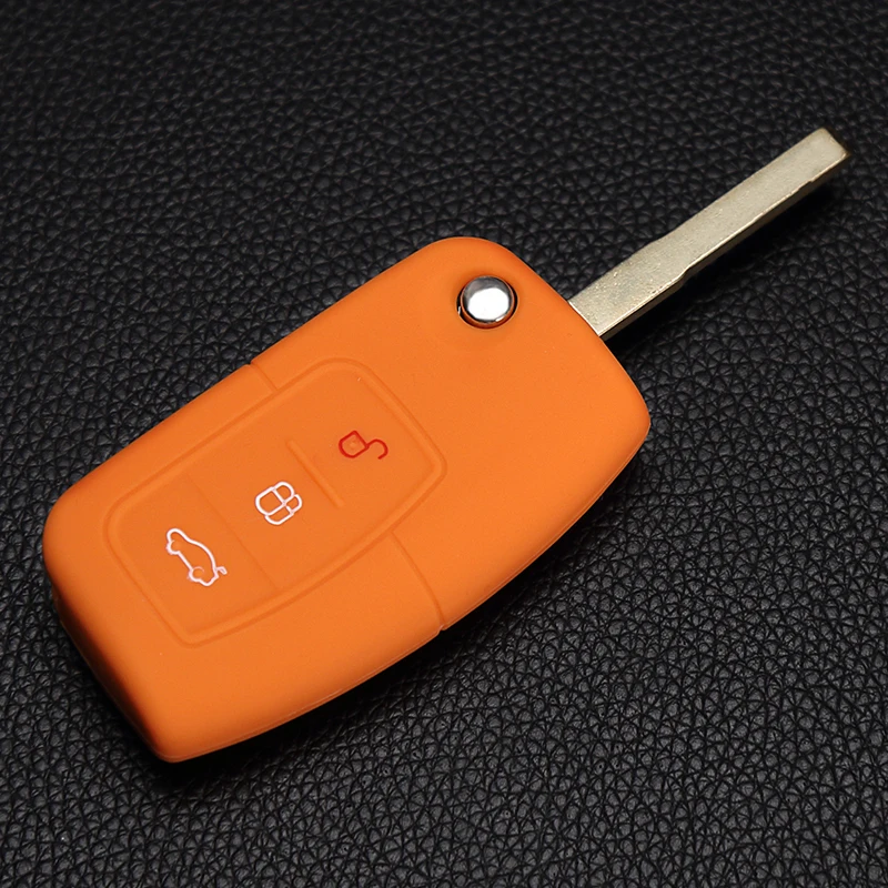 

Silicone protective bag 3 button flip car key cover cover remote shell For Ford Fiesta Focus mondeo ecosport kuga starline a93