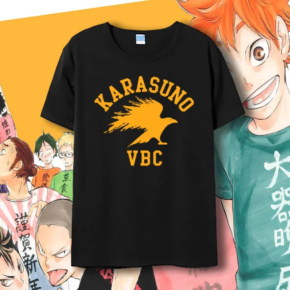 Футболка Haikyuu Karasuno High School VBC Crow базовая футболка с принтом аниме короткий рукав|shirt