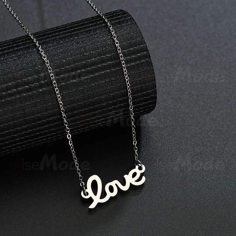 ELSEMODE золотые подвески с надписью Love ожерелья из нержавеющей стали