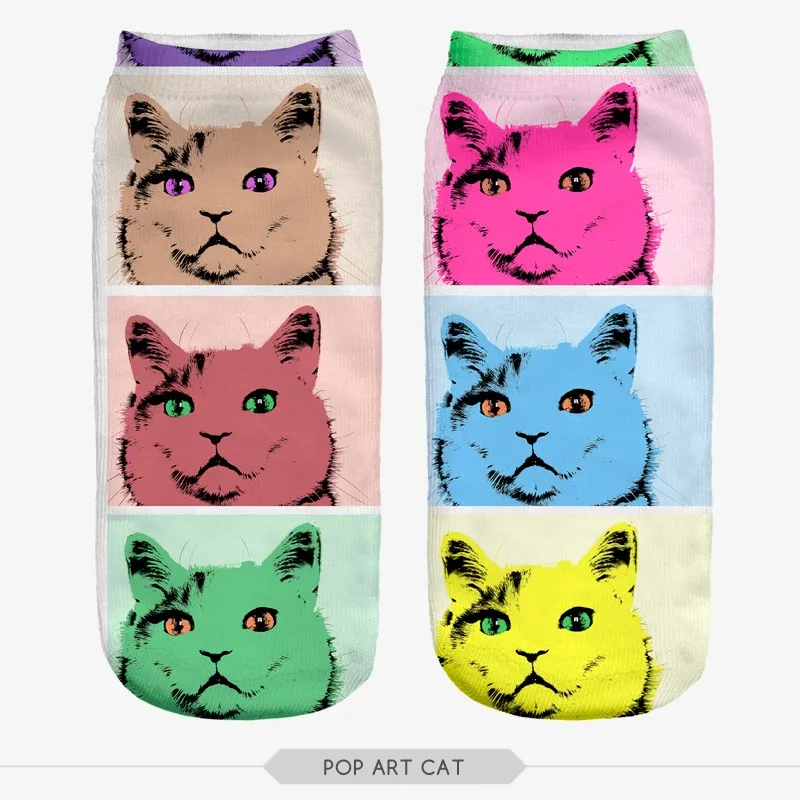 1 пара женские носки с 3D принтом разные цвета|low cut ankle socks|women sockscute socks |