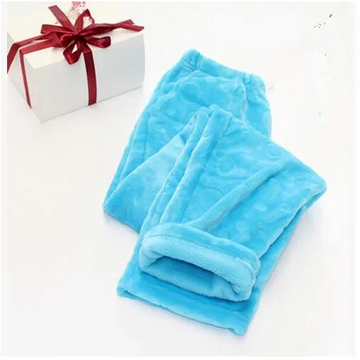 sky blue women Fdfklak зима новая пара Пижамные брюки шнурок утолщение фланелевые пижамные штаны для женщин пижамы низ Q418 - Цвет: sky blue women