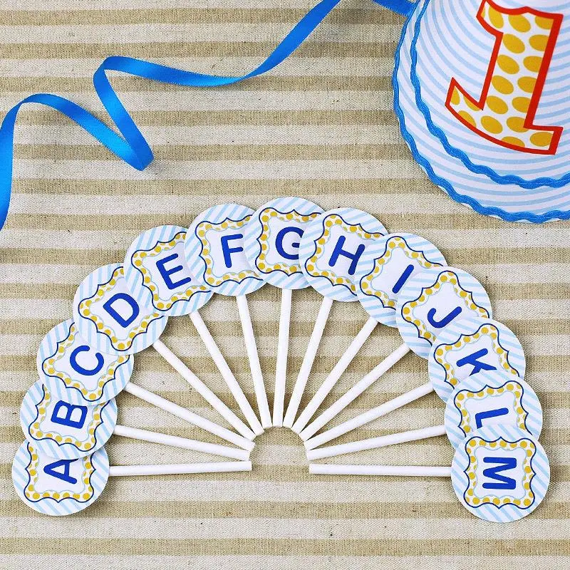 Бесплатная доставка синие буквенные кексы топперы для торта на день рождения