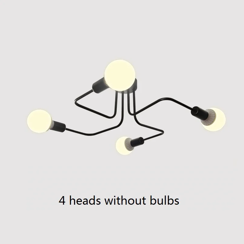 4-head no bulb Промышленный потолочный светильник современный Железный Паук плафон светодиодный винтажный потолочный светильник для гостиной, спальни, потолочный светильник с заподлицо Lampara Techo - Body Color: 4-head no bulb