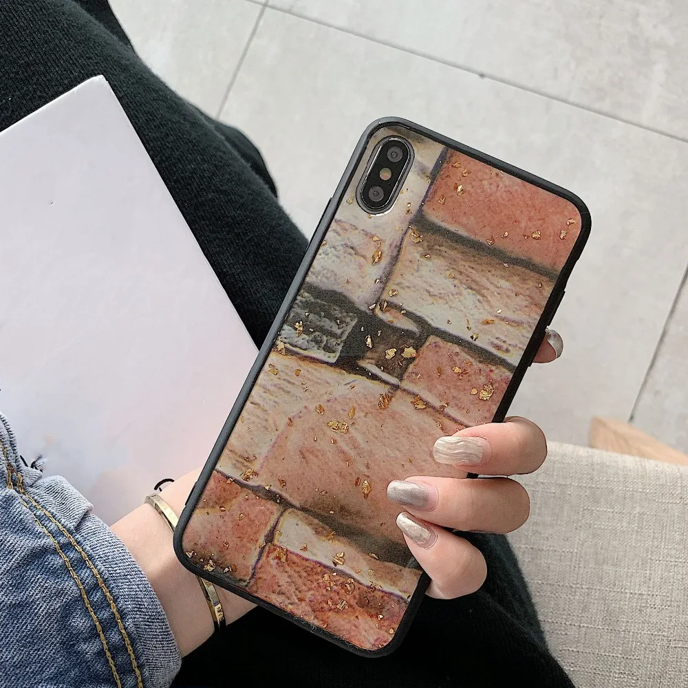 Оригинальный качественный чехол из кирпичной эпоксидной золотой фольги для iphone X
