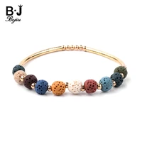 bojiu 7 chakra lava stone bracelet for women gold tube quartz stone aromatherapy essential oils diffuser bracelet jewelry bc200