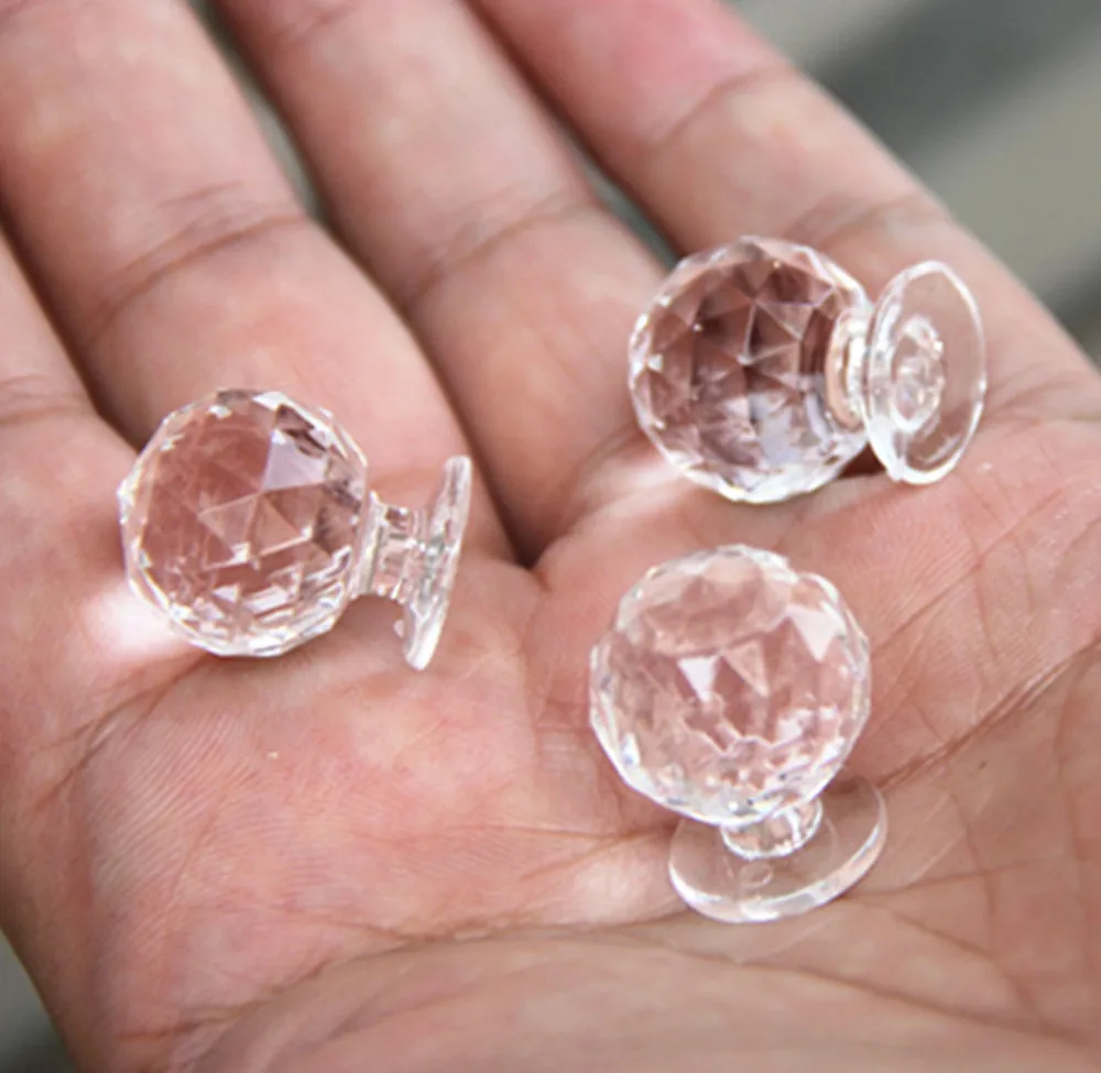 

18x21MM Clear Round Diamond Door Pull Handle Transparent Acrylic Knobs Kitchen Cabinet Drawer knobs Home Decorating