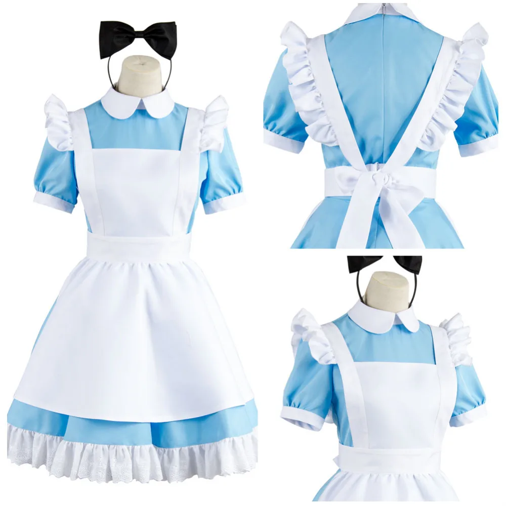 Alice Cosplay In Wonderland Costume Dress Maid Halloween Carnival Party Adult Women Full Sets | Тематическая одежда и