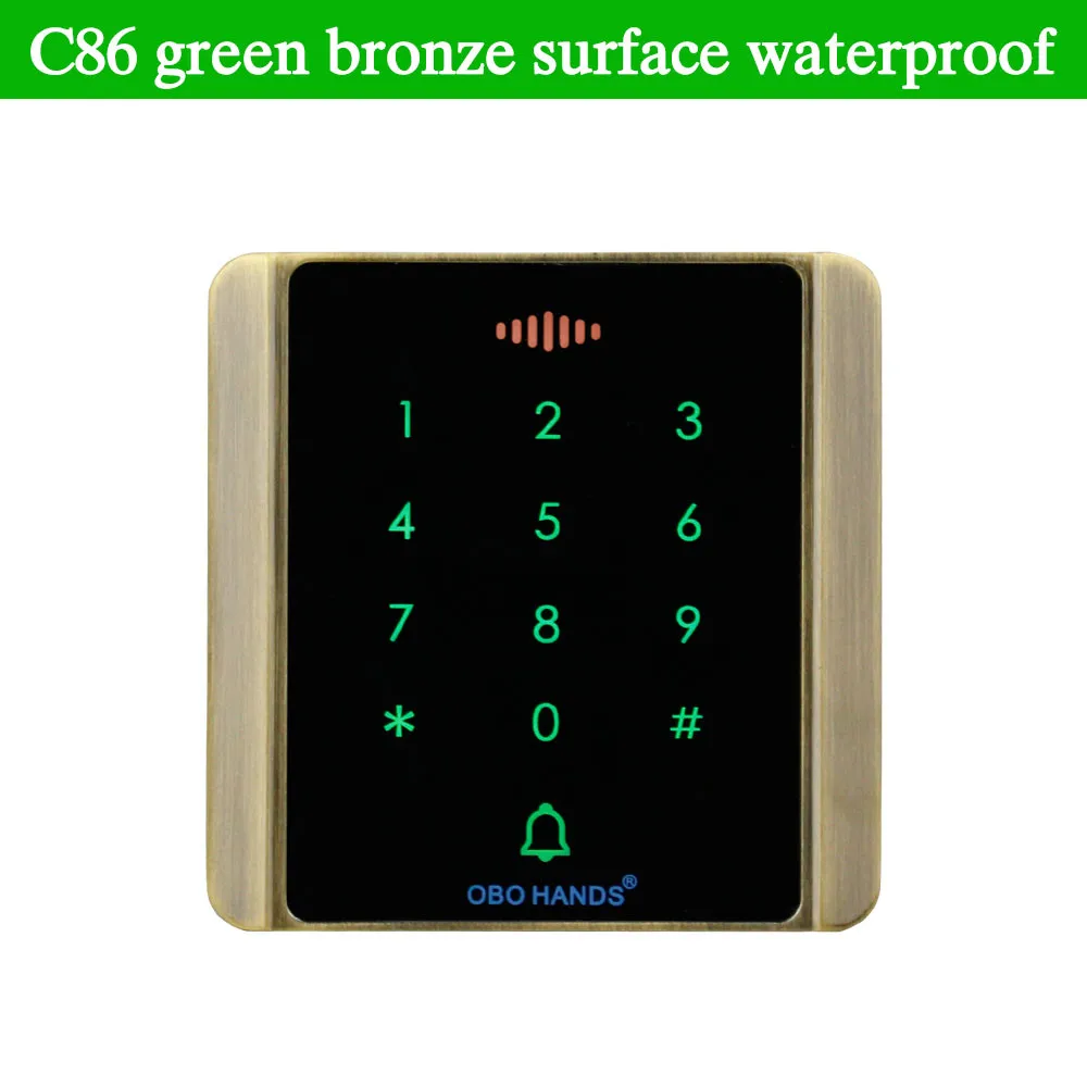 C86-Green OBO HANDS IP65 Водонепроницаемый Контроллер доступа считыватель 125 кГц RFID Клавиатура Цифровая клавиатура Металл сенсорный WG26/34 копия данных 8000 пользователей - Цвет: C86-Green