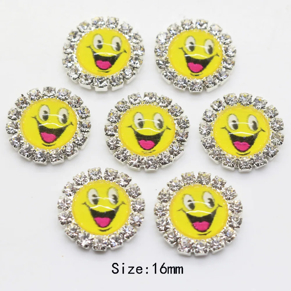 Новинка 10 шт. 16 мм круглые кнопки стразы с улыбающимся лицом интернет сделай сам