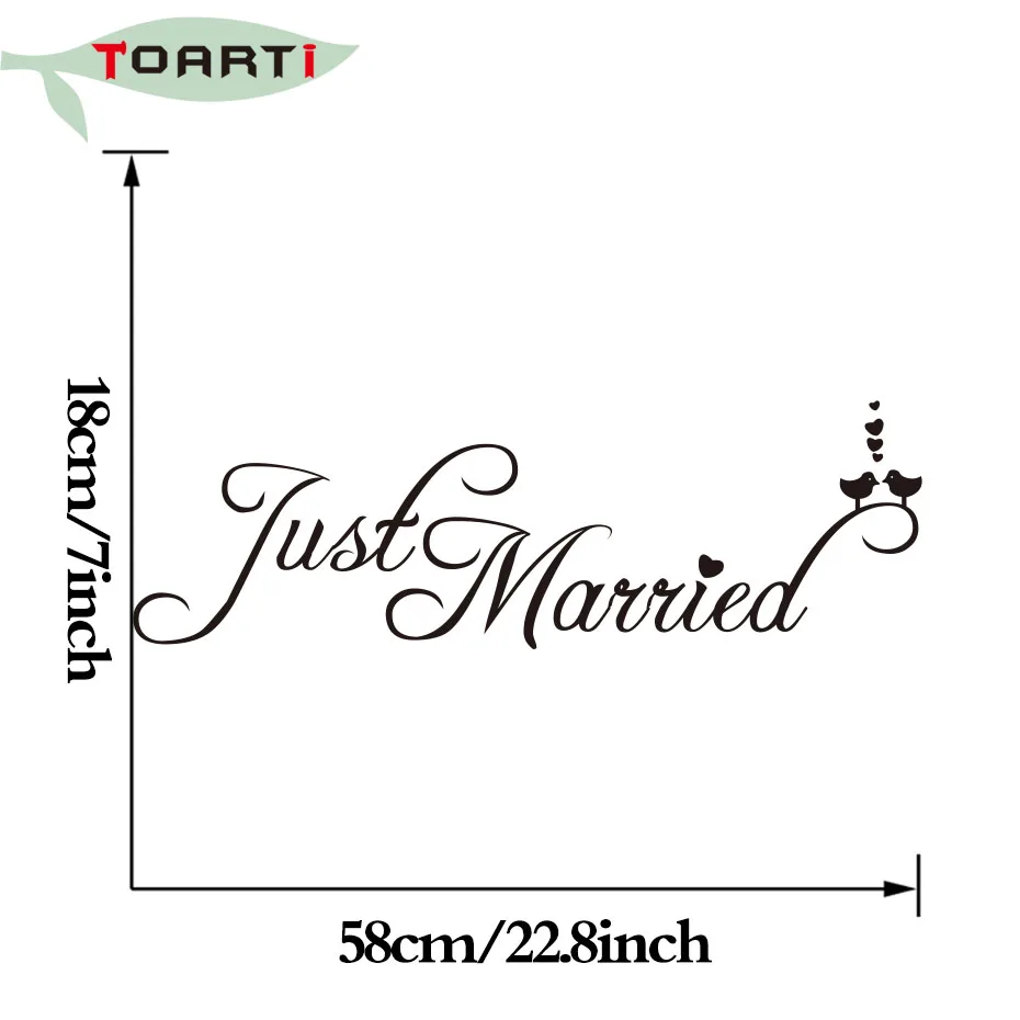 58*18CM Just Married Birds Car Stickers Vinyl Adhesive Removable Window Styling Waterproof Decals | Автомобили и мотоциклы
