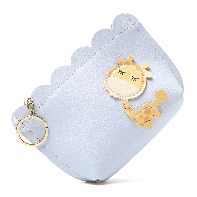 giraffe blue APP BLOG милый кот Женский кошелек для монет модные мини маленькие кожаные женские ключи карта наличные сумка кошелек кисточка оставить брелок для девочки - Цвет: giraffe blue
