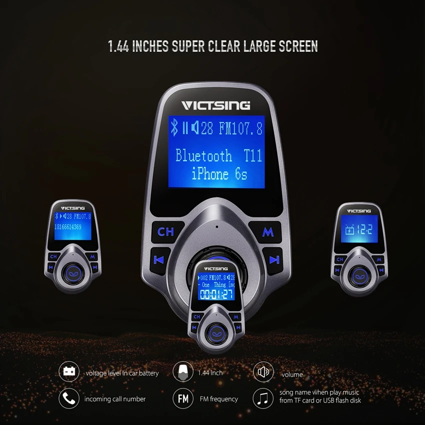 VicTsing беспроводной адаптер Bluetooth fm передатчик радио автомобильный комплект с