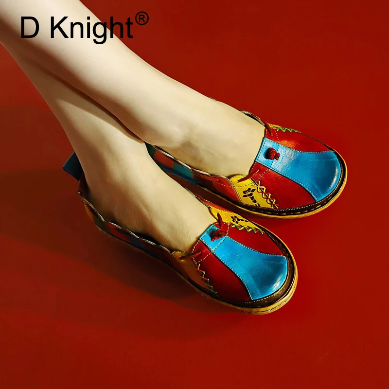 Женские мокасины из натуральной кожи туфли ручной работы с цветочным принтом