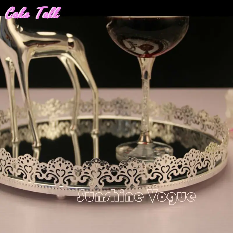 Серебристая металлическая тарелка для торта лоток 10 ''/12'' подставка