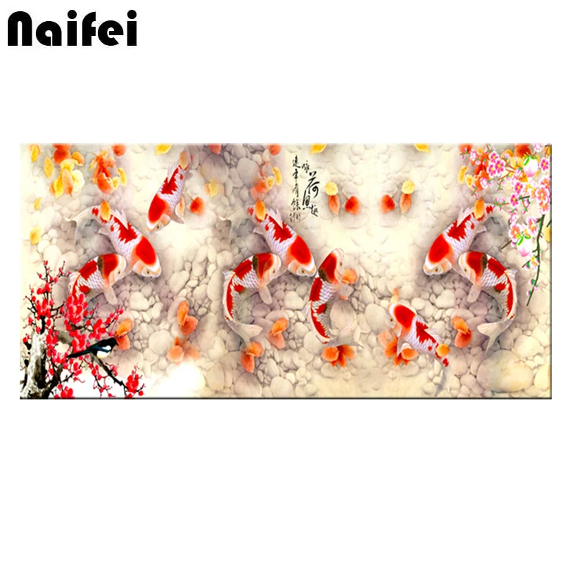 Алмазная вышивка сделай сам F китайская абстрактная картина из девяти кои рыбы