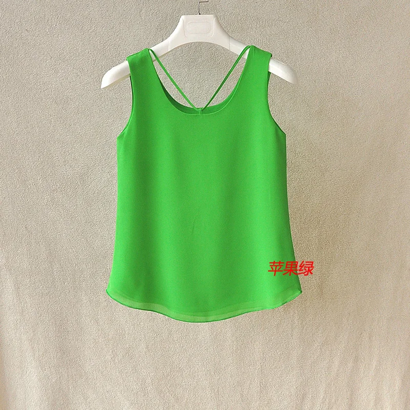 Fashion Brand Women Tanks Top Summer Sexy Shirt Camis Plus Size Sleeveless Blouse Double Layer Chiffon Blouses