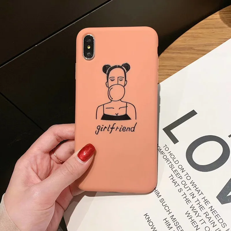 Boy Girl friend Matte Soft Silicon Cover for iPhone X XS Max XR Love Couple Case Fundas 8 7 6 6S Plus Capa Hoesjes |
