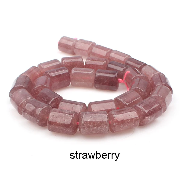 Strawberry 1 нитка в форме треугольной призмы натуральный Aquamarin Amazon Роза Prehnit e Тигрового Глаза перфорированные повседневные бусины для ювелирных изделий - Цвет: Strawberry
