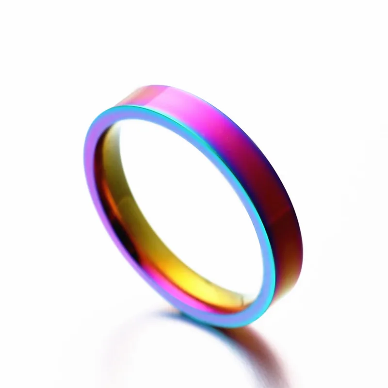 4 мм 6 радужные разноцветные кольца Титан Сталь кольцо для Для мужчин и женщин