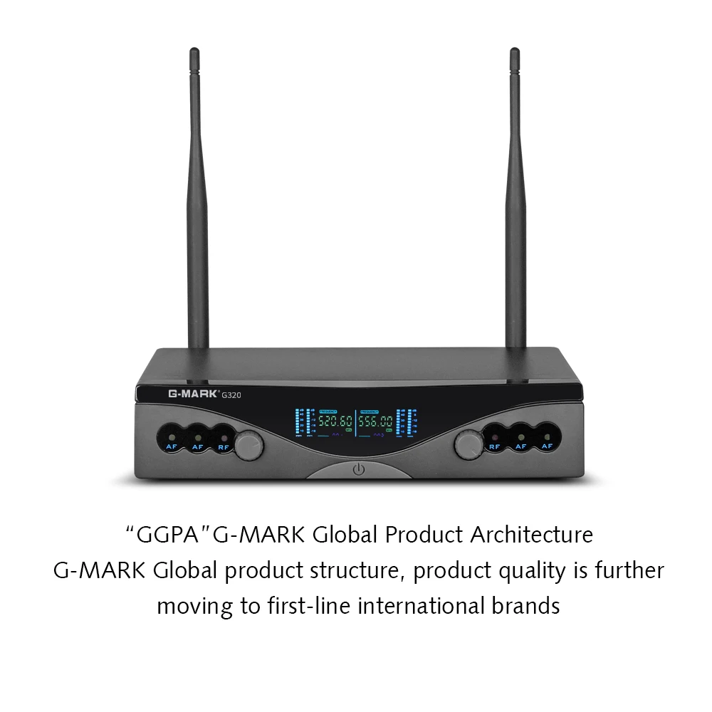 G-MARK UHF Wireless Microphone System G320 Long Range Dual Channel 2 Handheld Mic Transmitter Professional Karaoke Top Quality