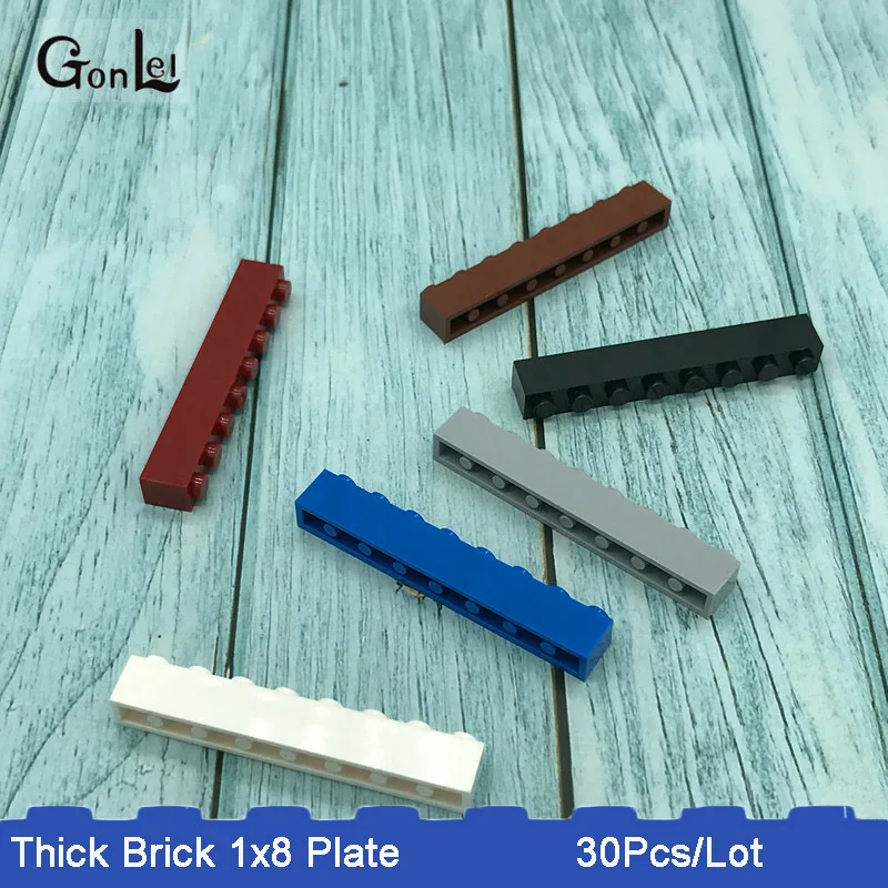 30 шт./лот MOC * Brick 1x8 (3h)* 3008 DIY enlighten Block Bricks Toys совместим с Rebrickable Parts 3008|Блочные