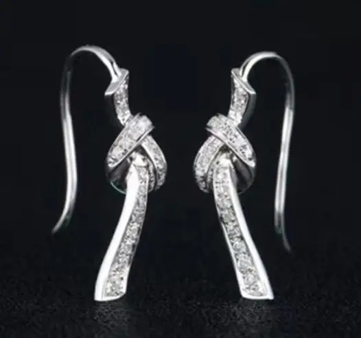 Earring Aazuo с покрытием 18-ти каратным белым Золотое Настоящее Au750 Ювелирные наборы с бантом кольцо, ожерелье, серьги Blacelet Для свадебное кольцо для женщин, покрытие из настоящего белого золота - Цвет камня: Earring