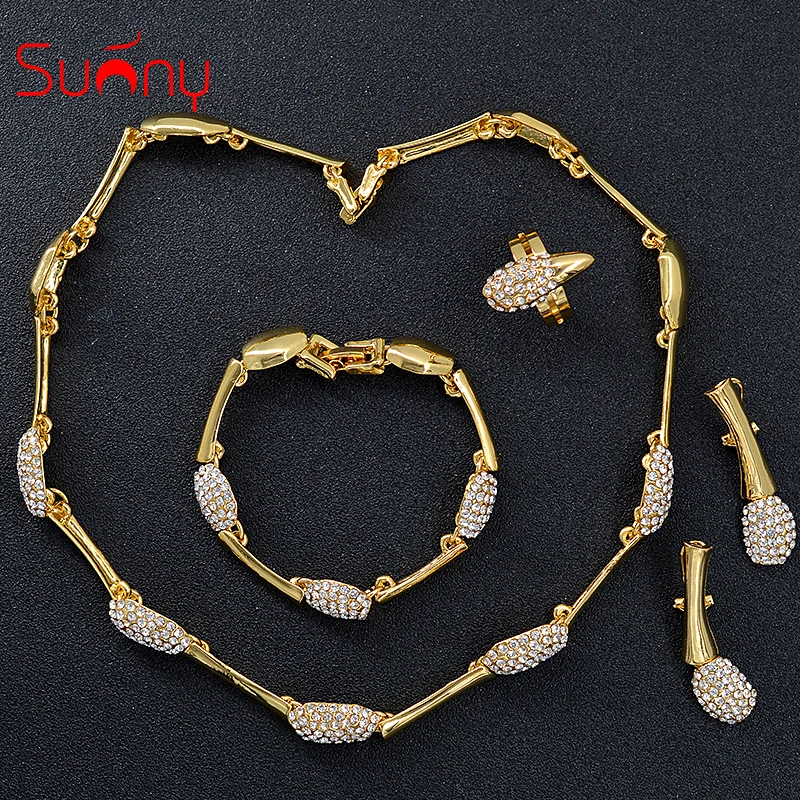 Sunny Jewelry женский свадебный комплект ювелирных изделий Дубай Свадебные фианиты