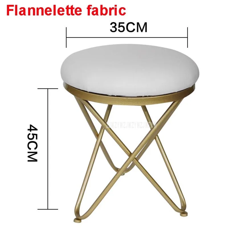 White Flannelette Современный роскошный мягкий табурет для ног круглый/кожаный покрытый спальня обувь сменный диван боковой табурет железные ножки мебель для дома - Цвет: White Flannelette