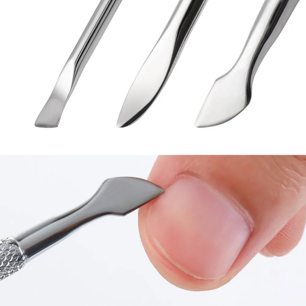 Серебро из нержавеющей стали для кутикулы удаления двойного пальца толчок сухой