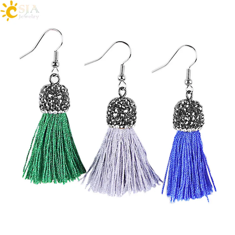 Женские массивные серьги с бахромой CSJA розовые хаки фиолетовые черные