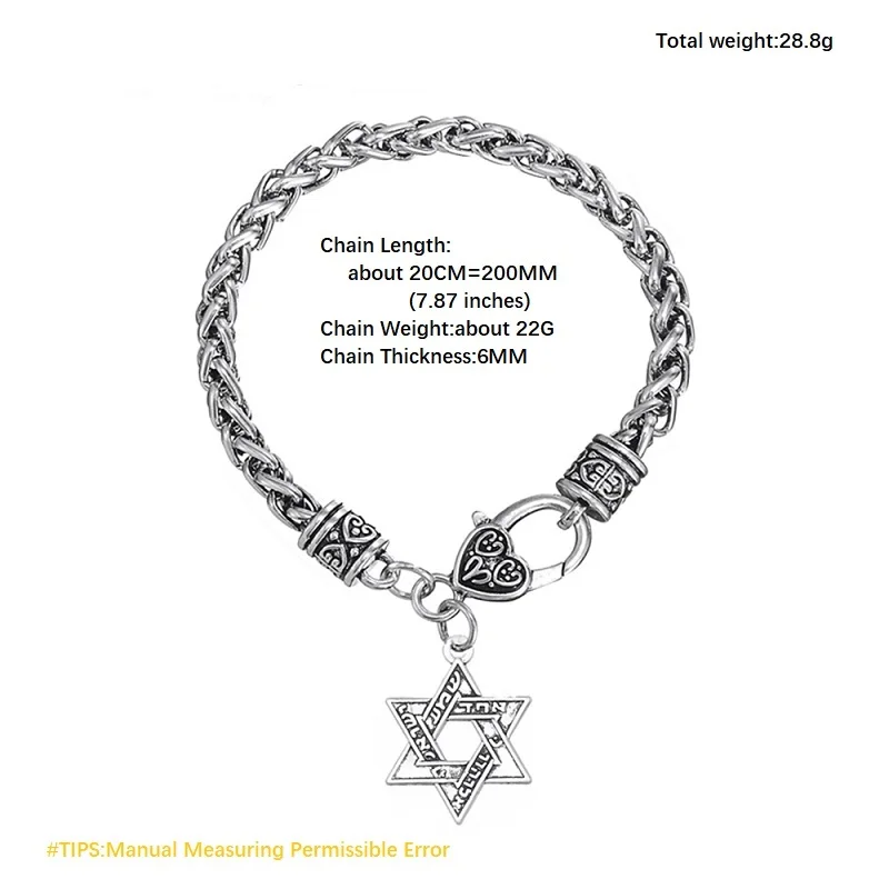 Fishhook Еврейские Браслет Звезда Давида Сверхъестественное талисман подвеска